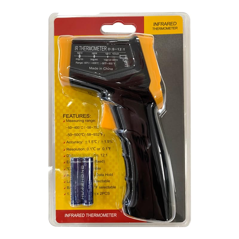 [Australia - AusPower] - Digital Infrared Thermometer Gun for Cooking,BBQ,Pizza Oven,Ir Thermometer with Backlight,-58?~932?(-50?~500?) Handheld Non Contact Heat Laser Temperature Gun (Not for Human) 