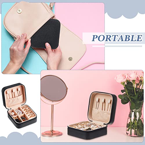 Yinkin 9 Pcs Travel Jewelry Case Boxes Small Jewelry Travel Mini Organizer with 9 Pcs Hair Scrunchies, Bridesmaid Women Girls Earring Ring Storage Gift(Black) Black
