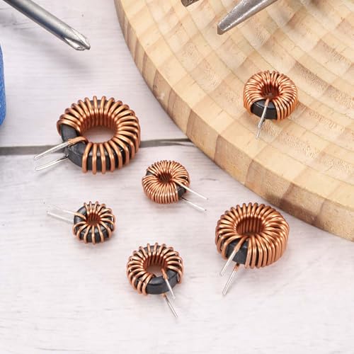 QUARKZMAN Toroid Core Inductor 100uH 9A Copper Wire Winding Inductance Solenoid Coil for Transformers 20 mm Outer Diameter Pack of 12 | Inductance Coil Replacement, Copper Inductance Wire, 20mm Diameter, For Printed Circuit Boards
