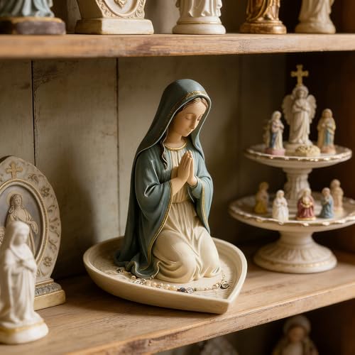 Virgin Mary Statue, Mother Mary Statue, Our Lady Prayer Rosary Box, Elegant Resin Catholic gifts for Use In Prayer And Religious Decoration
