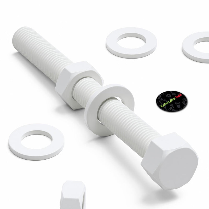 [Australia - AusPower] - 5 x White Hexagon Head Screws Polypropylene (PP) Plastic Nuts and Bolts, Hex Head, Washers, M16 x 150mm, Fastener, Anti-Corrosion, Chemical Resistant, (5/8 x 5 29/32 in) 