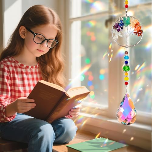 Tree of Life Rainbow Hanging Ornament with Gift Box, Spiritual Gifts Round