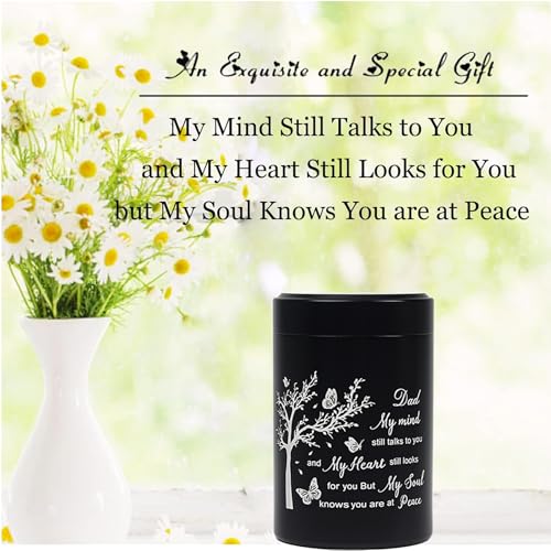 3 Inch Small Urn for Human Ashes Aluminum Mini Cremation Small Keepsake Box for Sharing Ashes Mini Urn-Dad Black-Dad