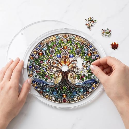 Acrylic Jigsaw Puzzle Suncatcher, Stained Glass Suncatcher Puzzle Tree