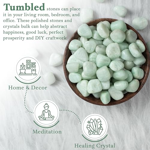 ZAICUS 1lb Amazonite Tumbled Stones | Polished Crystals Healing | Natural Stones | Feng Shui | Chakra Balancing | Good Luck | Reiki Gift | Home Decor | Size 20-25 mm Amazonite Tumble 1 Lb