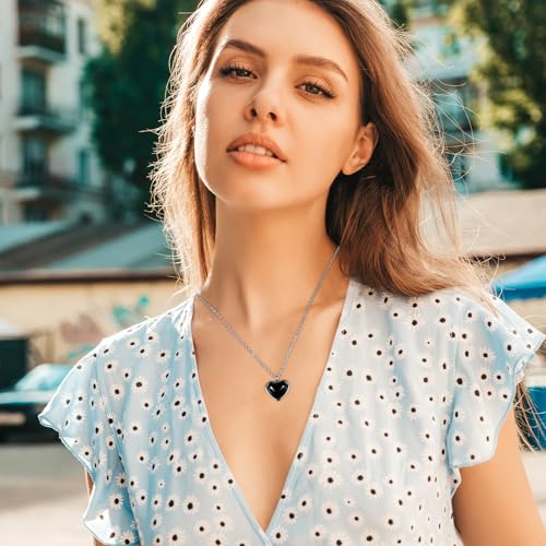 Crystal Necklace for Women Obsidian Tourmaline Pendant 11.81 Inch