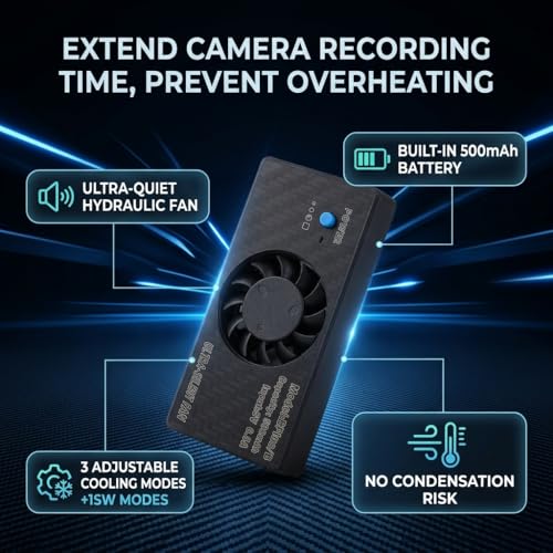 Camera Cooling Fan, Fan Compatible with A7M3 A7R4 A7RIII A7III A9II A6300 A6400 A6600 A6500 RX100 NEX for Cameras, Strong Cooling Performance, Low Noise