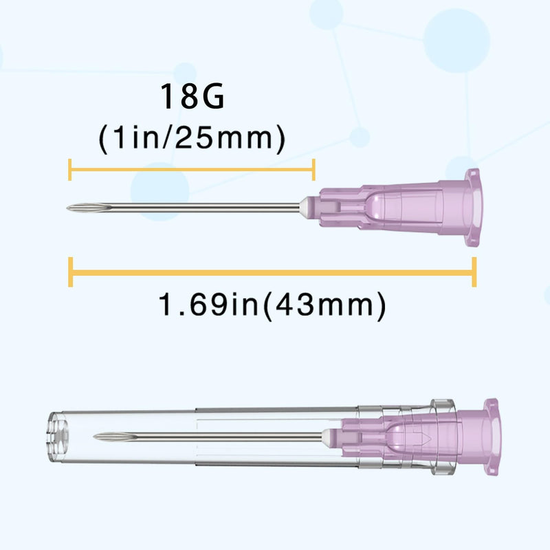 [Australia - AusPower] - 18 Gauge 1 Inch Needle,100 PCS Luer Lock Industrial Dispensing Accessories Needles,Individually Wrapped 18Ga-1 inch 
