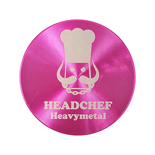 Headchef Heavymetal 55mm, 2 Piece Grinder, Metal Herb Grinder with Magnetic Lid (Pink)