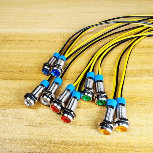 Formed 10 x 6mm 230V AC LED Metal Indicator Light Waterproof Signal Lamp (Green, Orange, Red, Blue, White, 10 Pieces) Color Mix: 220V