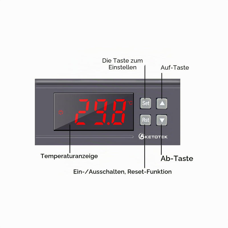 KETOTEK Temperature Controller with Sensor 230 V 30 A, Digital Thermostat Relay -30 °C ~ 300 °C, Temperature Switch Cooling Heating Temperature Control for Incubator Reptiles 30 A -30 ~ 300 °C