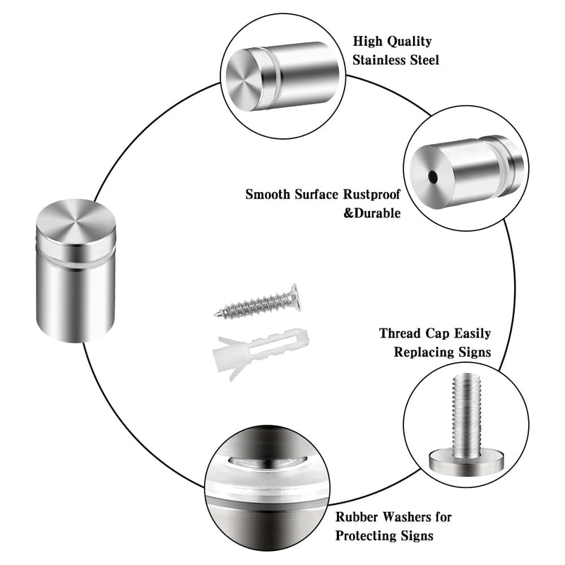 [Australia - AusPower] - Standoff Screws, Sign Standoffs, Standoff Screws for Acrylic, Advertising Standoff Mount Metal, Sign Mounting Hardware, Sign Standoff Screws, Spacers & Standoffs, Stand Off Wall Mounts(0.47x0.75 in) 0.5x0.75 in 