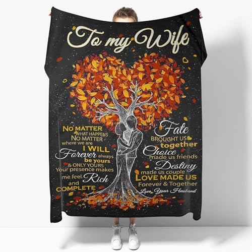 to My Wife, Love Made Us Forever Blanket Ultra-Soft Warm Plush Soft Throw Gifts Lightweight Flannel Blankets for All Season Bed Couch Chair Living Room 80"x60" Large for Men Women Black5 80"x60"