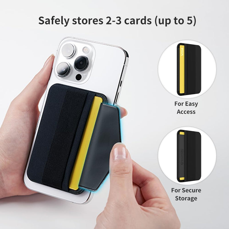 [Australia - AusPower] - Sinjimoru Magnetic Wallet for iPhone, Magnetic Card Holder with Flap - Anti-slip for Cards, for MagSafe Wallet with Grip, Compatible with iPhone 15/14/13/12 Series. M-Band Black 