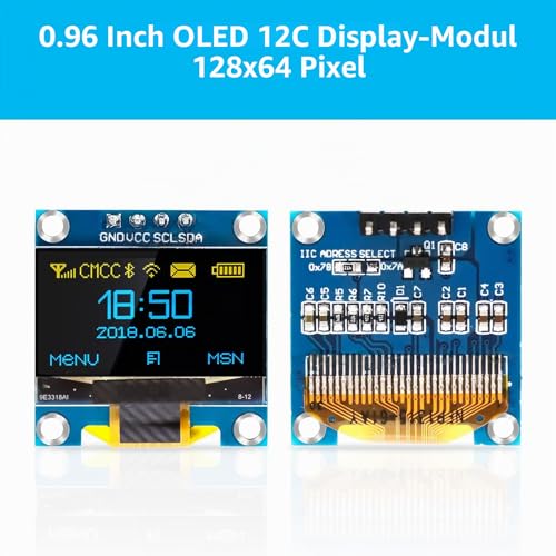 3 x 0.96 Inch OLED Display I2C 128 x 64 Pixel I2C Screen Display Module, 0.96 Inch OLED Display I2C IIC Screen Display Module Compatible with Arduino Raspberry Pi (Yellow and Blue) blue e giallo