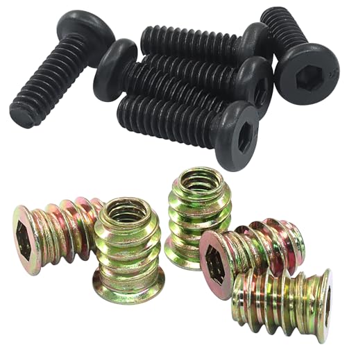 LifCratms 1/4-20 x 19/32 inch threaded inserts for wood furniture, 30-piece screw and bolt assortment set