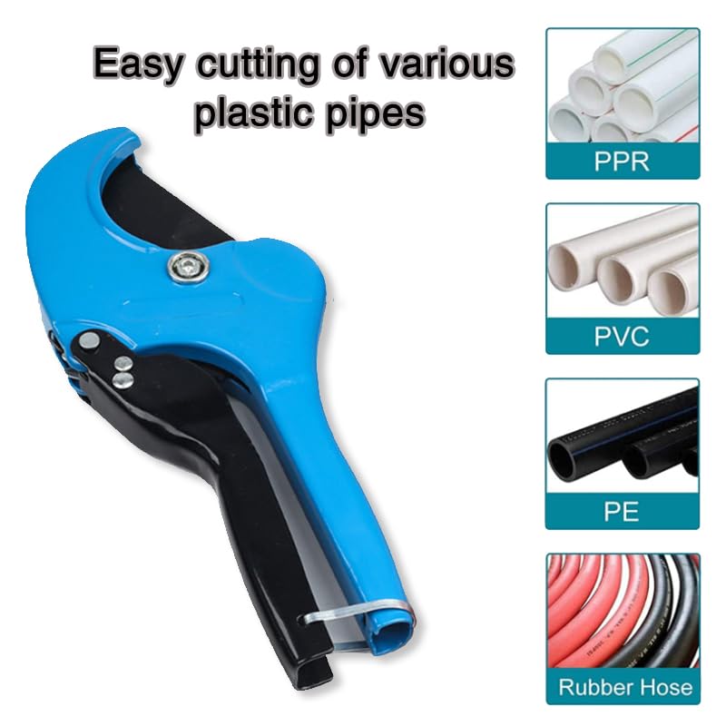 Succulent The Ratcheting PVC Pipe Cutter, Up to 2-1/2", Ratchet Pipe Cutter Heavy-Duty, Pex Cutting Tool for Cutting PEX, PVC, PPR Plastic Hoses and Plumbing Pipe，Comes with deburring tool and gloves