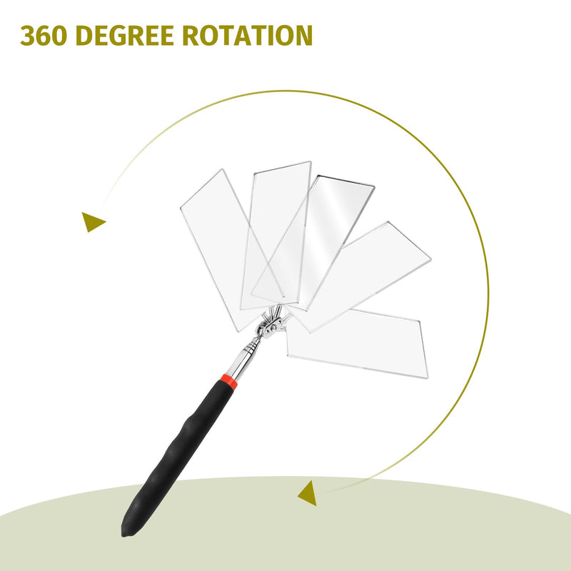 [Australia - AusPower] - Telescoping Inspection Mirror Rectangle Telescopic Mechanic Mirror Extendable Machine Tool Long Inspection Mirrors for Checking Vehicle Condition (30.71 Inch Mirror Stick) 