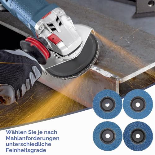 Pack of 16 Serrated Discs Diameter 76 mm, 40/60/80/120 Grain Flap Discs Grinding Disc 76 mm, Sanding Discs for Angle Grinders, Flap Discs for Metal, Wood, Steel 76 mm 16 x 40/60/80/120 grain