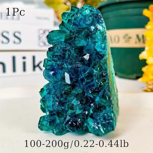 1Pc Lake Blue Geode Crystal Cluster - Unique Crystal Decor for Home Decor, Crystal Collections, Meditation (100-200g) 100-200g