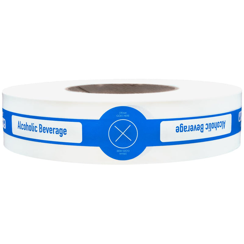 Alcohol To Go Drink and Straw Tamper Evident Proof Seals for Food Safety, To Go Drink Stickers with Secure Adhesive, 0.625 x 10 Inch Labels, 500 Stickers per Roll, Case of 5 Rolls – Made in the USA 2500
