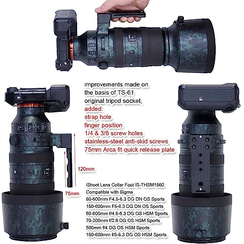 iShoot Lens Collar Replacement Foot Tripod Mount Ring Base Stand Socket TS-61 Compatible with Sigma 150-600mm f/5-6.3 DG OS HSM Sports, 70-200mm f/2.8 DG OS HSM Sports, 500mm f/4 DG OS HSM Sports