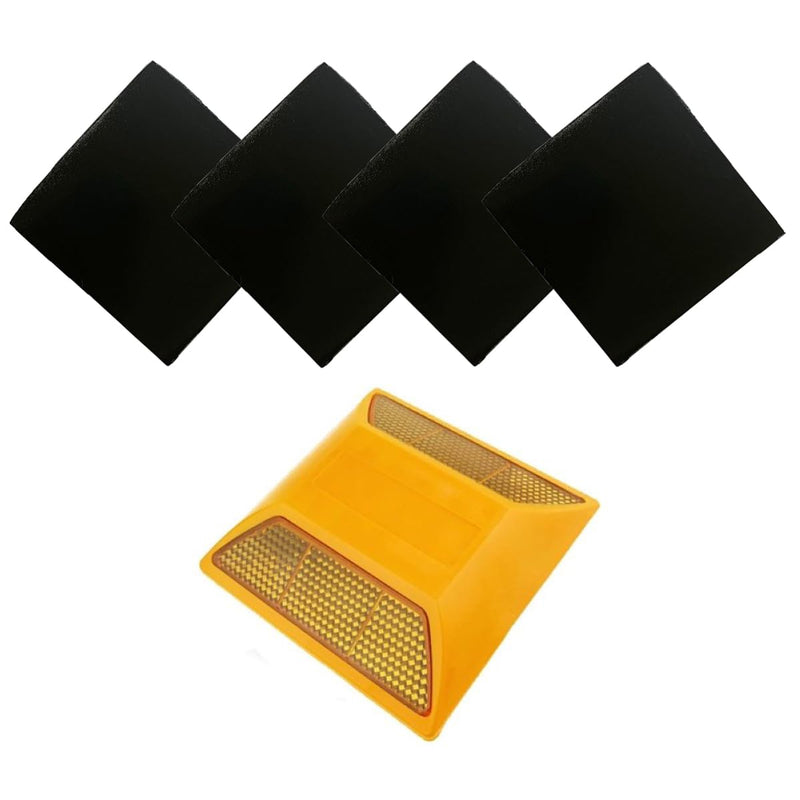 Adhesive Sticky Pads for Road Reflectors, 4" x 4" Butyl Sticky Pads, 4 Pack, Stick Driveway Reflectors on Driveway, Apply on Asphalt, Pavement, Cement or Concrete, Reflectors Sold Separately