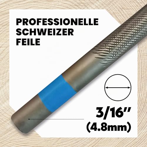 Oregon Premium Round Files for Chainsaw Chains Diameter Pack of 12 | 4.8 mm (3/16 inch), light blue, double cut - also suitable for use in a file holder/sharpening tool 3/16-4.8mm Single
