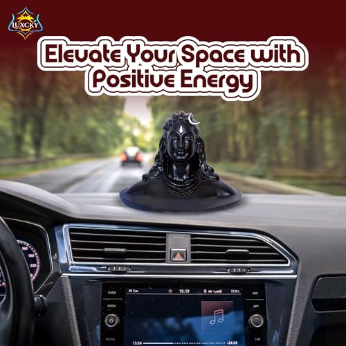 Adiyogi Shiva Statue for Car Dash Board, Pooja & Gift, Mahadev Murti, Idol, Lord Shankara for Home & Office Decor (ADIYOGI JI in Black) (Adiyogi), Resin