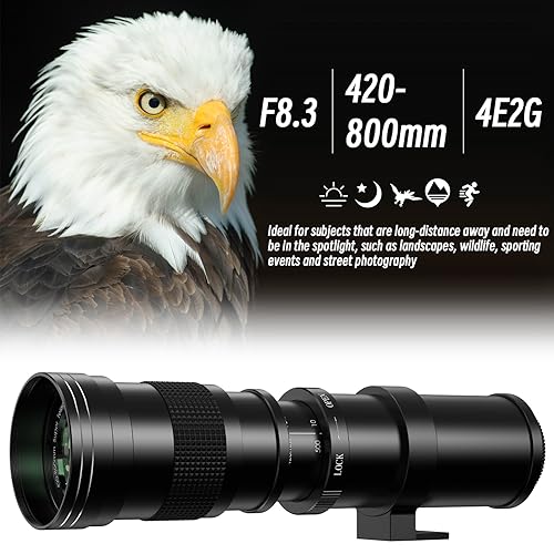 EF/EF-S 420-800mm F8.3 Telephoto Zoom Lens(MF) + T-Mount for Canon EOS Rebel T8i/T7i/T7/T6i/T5/T3i/T2i/XSi/SL3/SL2/T100/90D/80D/70D/50D/5D Mark IV/6D II/7D II/1D X III II - Manual DSLR Cameras Lenses 420-800mm For Canon EF/EF-S Mount