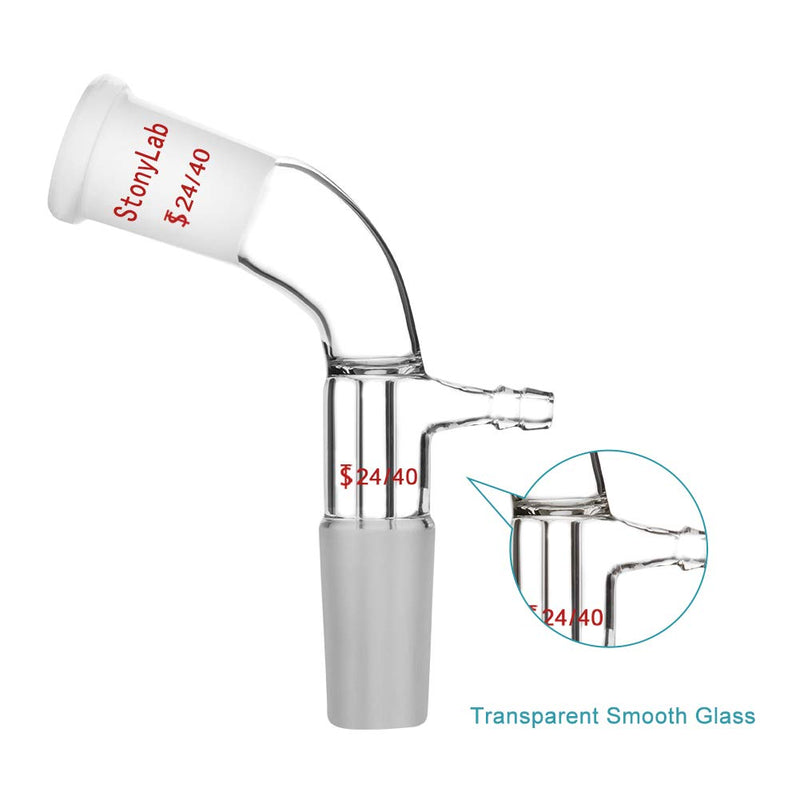StonyLab Glass Vacuum Take Off Adapter, 105 Degree Bent, Short Stem with 24/40 Joints 24/40 Joint