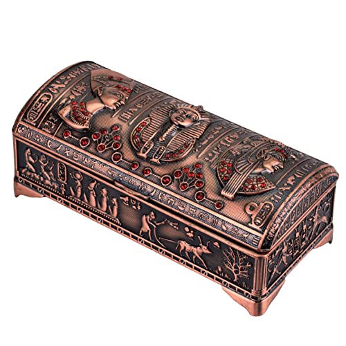 NileCart Ancient Egyptian Style Decorative Metal Jewelry Box Made in Egypt (Antique Copper) Antique Copper