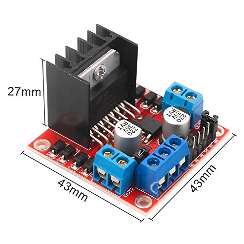 L298N Motor Drive Controller Board Stepper Motor Control Module Dual H-Bridge with DC Motor and Smart Car Wheel Compatible with Arduino
