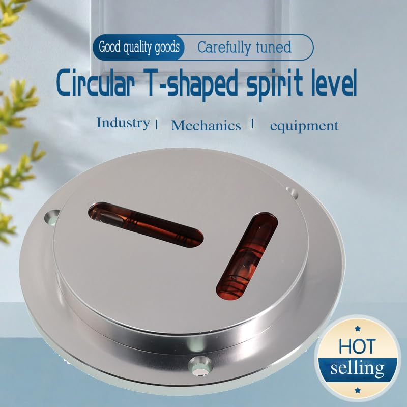 [Australia - AusPower] - Aluminum alloy round T-shaped horizontal and vertical level, X and Y axis symmetrical horizontal bubble, small mounting hole, spring screw (90x14mm) 90x14mm 