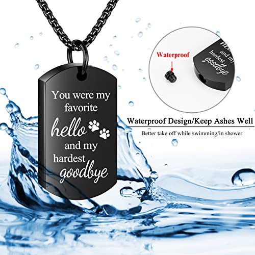 abooxiu Cremation Jewelry for Ashes Urn Necklace for Ashes Memorial Dog Ashes Necklace Cremation Necklace Pet Keepsake Necklace Pawprint Ashes Holde Necklace Black Non-Engraving