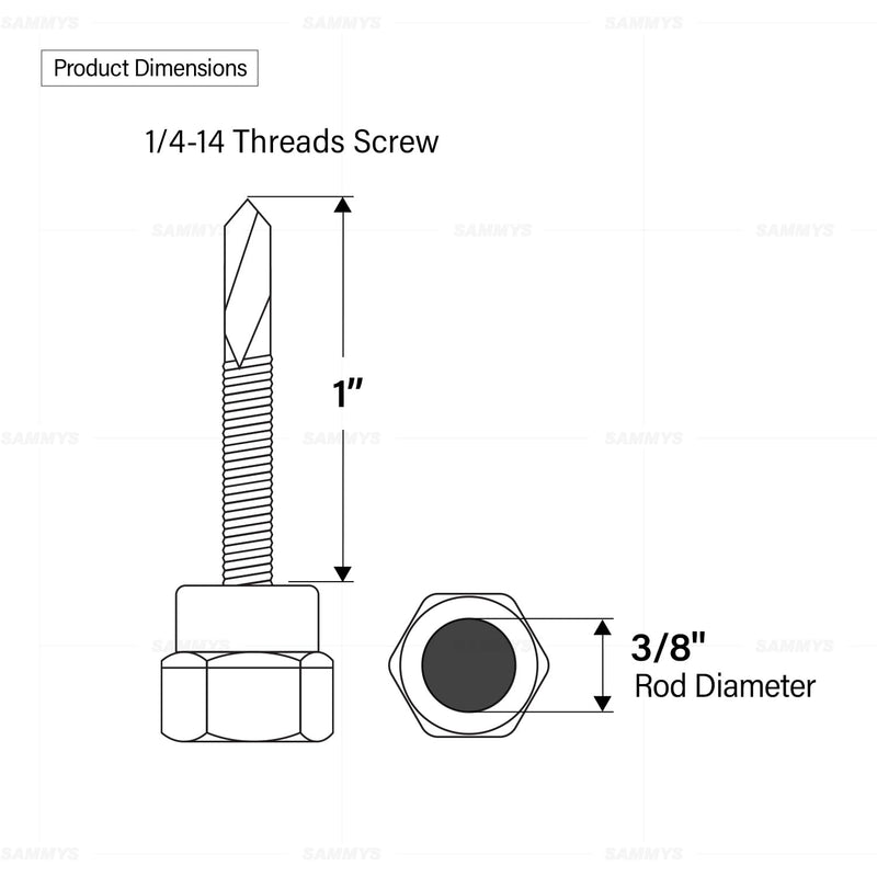 [Australia - AusPower] - Sammys 8040957-25 Vertical Anchor Super 3/8 in. Threaded Rod Fitting, 1/4-14 x 1'' Screw, for Steel 25 Pack, 25 Piece ROD SIZE 3/8" 