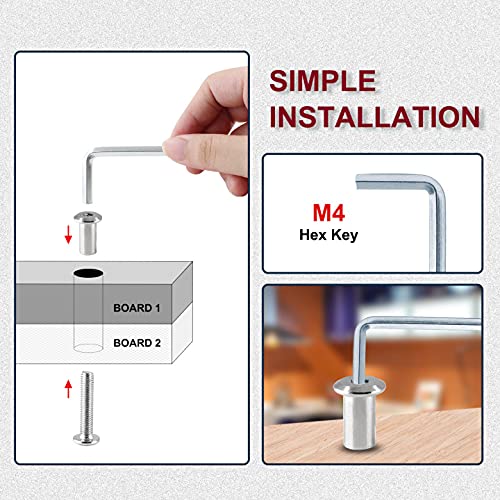 [Australia - AusPower] - 10 Pair(20 Piece) M6x30mm Hex Drive Socket Cap Bolt with Allen Wrench, Silver Furniture Connector Bolts M6 Countersunk Screw Barrel Nuts Binding Screws for Crib Replacement Belt Cabinet 