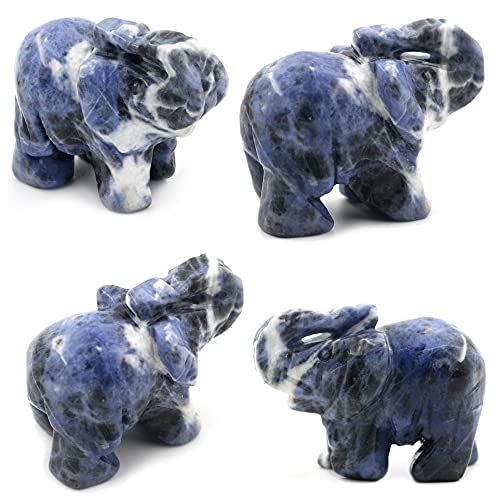 Sodalite Crystal Elephant Pocket Guardian Figurine Elephant Statue 1.5 inch for Healing Reiki Spiritual Gift Cute Meditation Office Room Desk Decor Sodalite