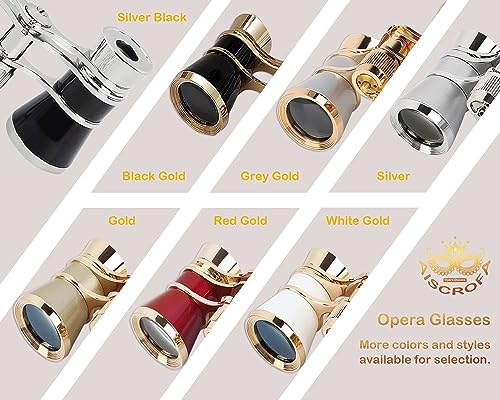 Opera Glasses,3X25 Theater Binoculars with Foldable and Extendable Handle,Mini Binocular Compact Lightweight,Portable Theater Glasses for Adults Kids Women in Musical Concert White with Handle