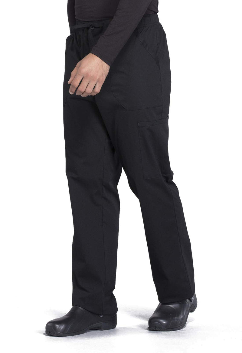 [Australia - AusPower] - Cherokee Men's Scrub Pant Tapered Leg Fly Front Cargo Pant with 5 Pockets WW190 Large Black 