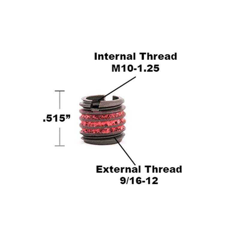 [Australia - AusPower] - E-Z Lok Externally Threaded Insert, C12L14 Carbon Steel, Meets AISI 12L14/Metric, M10-1.25 Internal Threads, 9/16"-12 External Threads, 13.08mm Length, Made in US (Pack of 10) 31/64 " 