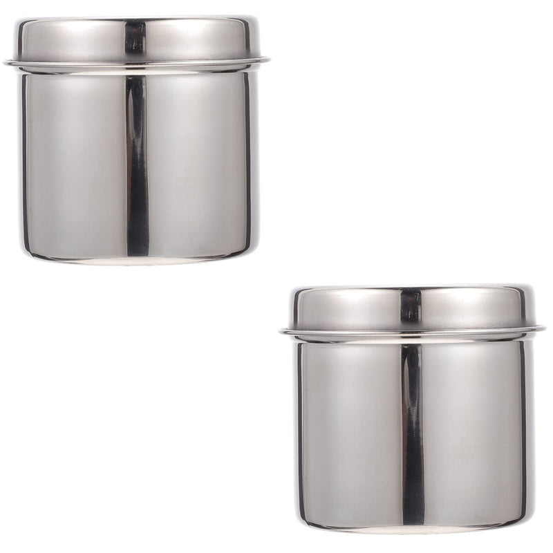 [Australia - AusPower] - Stainless Steel Gauze Jar 2pcs 304 Stainless Steel Medical Jar Cotton Container Bottle Anti Iodine Container for Hospital Storage Bottle 