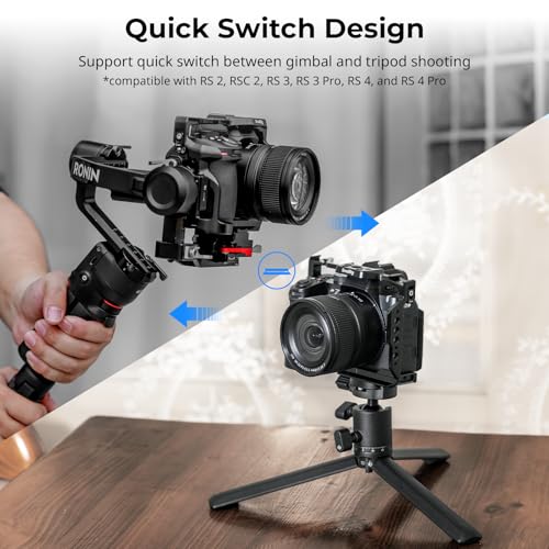 SMALLRIG Z50 II Cage for Nikon Z50 II, Aluminum Alloy Camera Cage with Dual Cold Shoe Mount, 1/4''-20 Threaded Holes, NATO Rail,QD Ports, Quick Release Plate for Arca-Swiss - 4980
