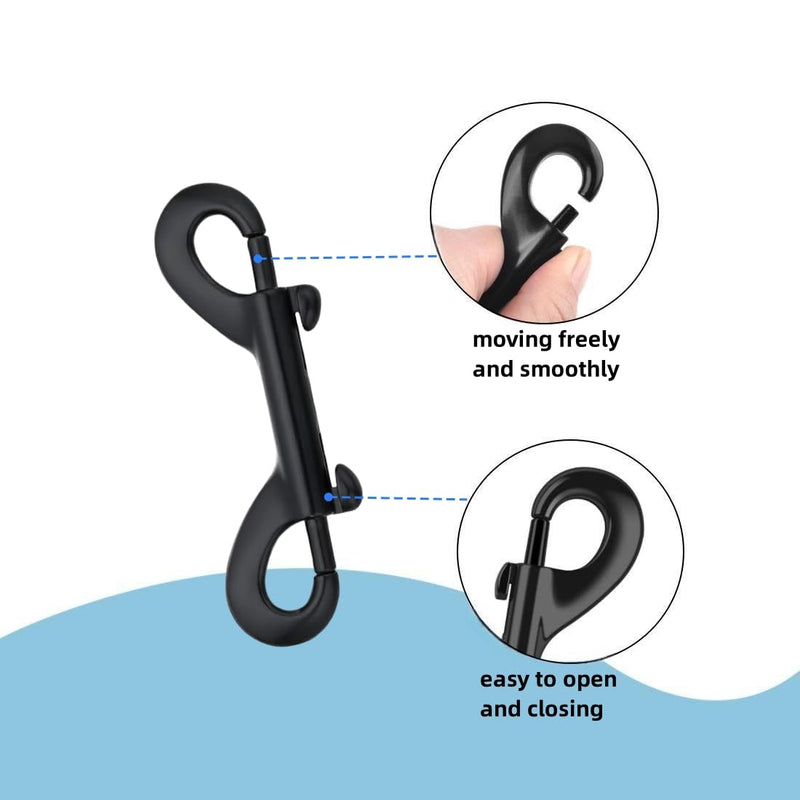[Australia - AusPower] - 2 PCS Double Ended Snaps, Zinc Alloy Trigger Metal Clip, Black Double Ended Snap Hooks for Pet Dog Leash, Key Holder, Carabiner, Home, Farm.(2.75Inch) 