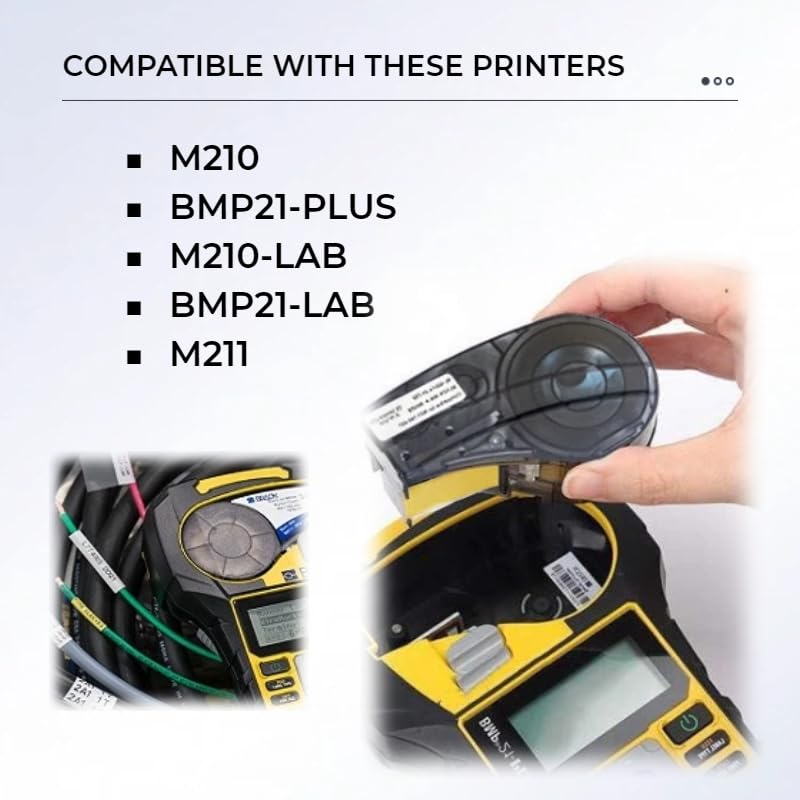 Replacement for Brady M21-750-499 Nylon Labels, .75" W 16' L, Black on White, Multipurpose for Wire Marking, Lab, General ID, Compatible with M210, M210-LAB, M211, BMP21-PLUS, BMP21-LAB Printers