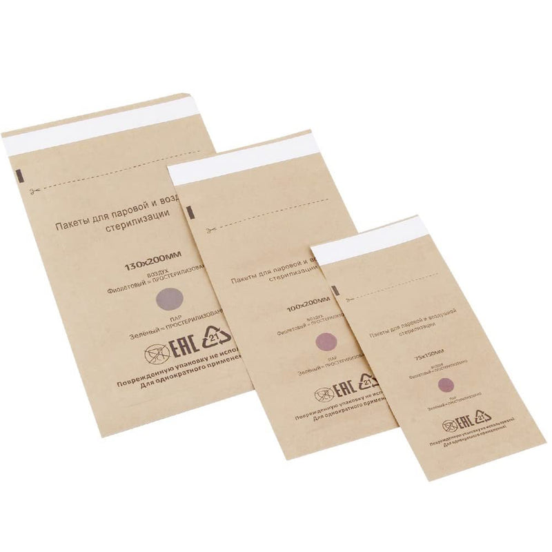 [Australia - AusPower] - 100 Self-Sealing Cleaning Pouches, Dry Heat Autoclave Kraft Paper Cleaning Bags for Dentist Tools and Nail Art Supplies (100mm x 200mm) 100mm x 200mm 