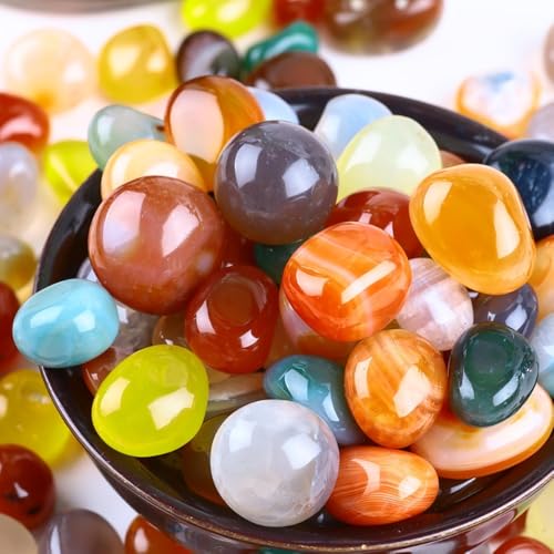 Natural Crystal and Healing Stones Set,24 Pc Agate Stones Rock Gemstones,Witches Reiki Energy Balancing Meditation Divination Home Decor DIY 1.1