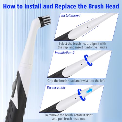 Electric Cleaning Brush Cordless, Automatic Power Scrubber Black and White