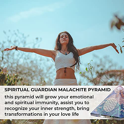 Orgonite Crystal Malachite Pyramid – Positive Energy Crystals Promote Chakra Healing to Enhance Spiritual Growth and Visionary Powers Malachite Crystal