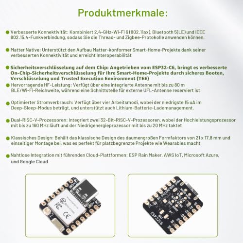 diymore 2PCS for ESP32-C6 Development Board - 2.4GHz WiFi 6, Bluetooth 5.3, Zigbee, Thread (802.15.4) for IoT Projects, Smart Home and Prototyping 2 pieces ESP32 C6